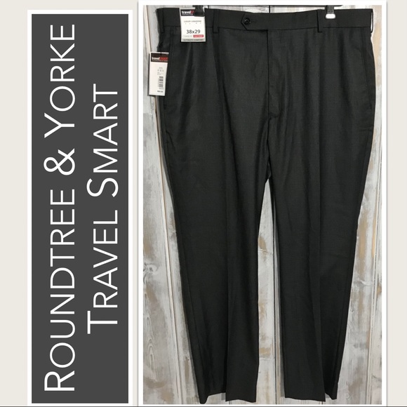 Roundtree & Yorke Travel Smart Classic Fit Dark Grey Men’s Slacks NWT 38… - Picture 7 of 7